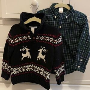 Janie & Jack Holiday Sweater & Dress Shirt